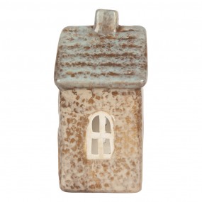 Portacandele a forma di casetta, 9x6x13 cm, in ceramica beige.Articolo n. 6CE2291 EAN 8720898129905