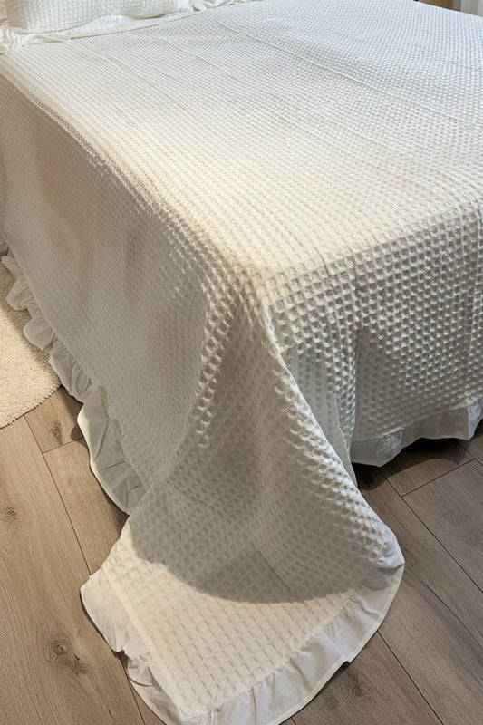 Copriletto 100% cotone nido, ape, colore panna, misura 260 × 260