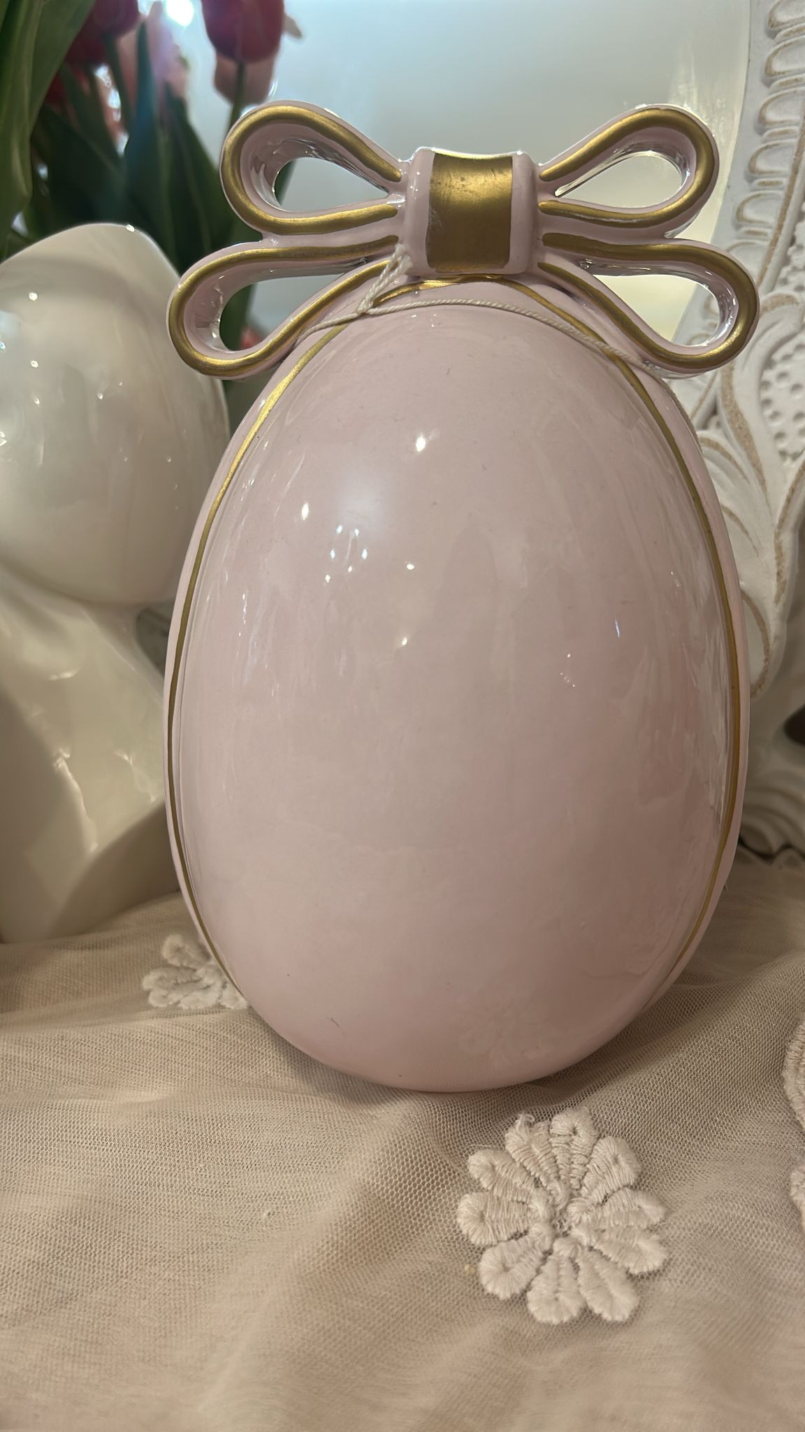 UOVO DECORATIVO DEA CASADIMONTE ROSA CIPRIA 16HCM