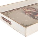 Set di 3 vassoi decorativi Clayre & Eef, 40x30 / 35x25 / 30x20 cm, in plastica beige. 66396