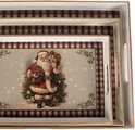 Set di 3 vassoi decorativi Clayre & Eef, 40x30 / 35x25 / 30x20 cm, in plastica beige. 66396