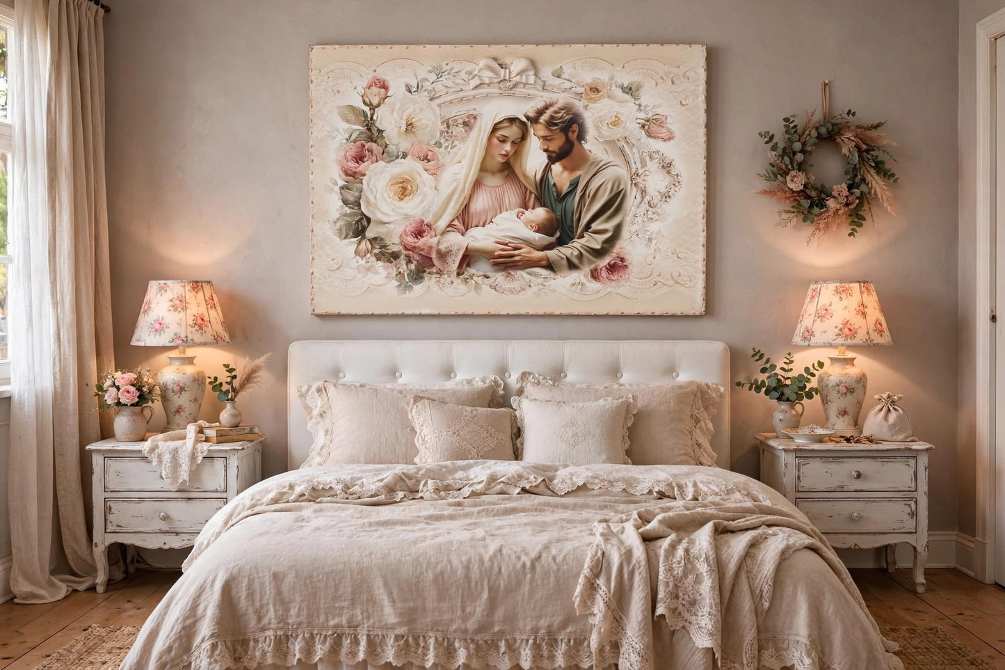 Quadro capoletto con figura sagrata famiglia   dimensioni 58x78