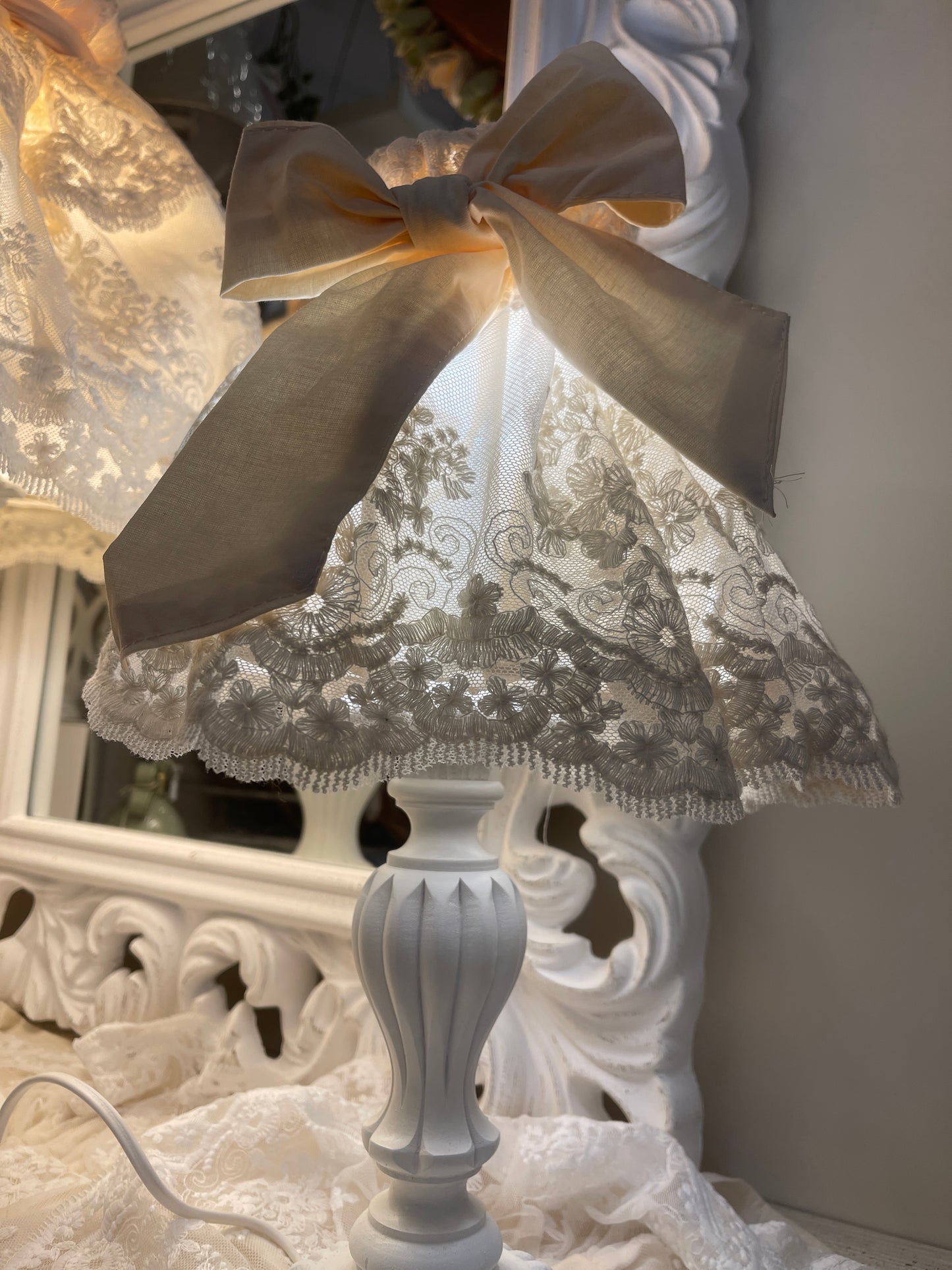 Copri lampada modello yulia🌸 in pizzo misura 20 × 25, colore écru’￼