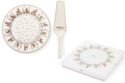 Nuvole di Stoffa Set 2 Piatti dolce di pasqua in porcellana + paletta "Rabbit PePen" 26.7x16x1.7 cm