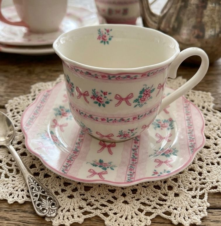 TAZZA CON PIATTINO RIBBON ISABELLE ROSE