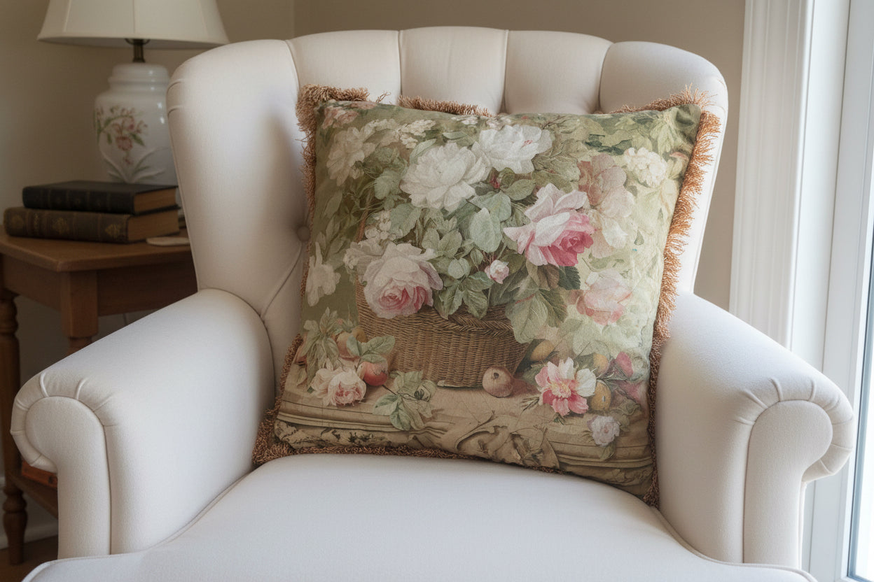 Cuscino stampato in velluto con frange misura 45 × 45 Blanc Mariclo’￼