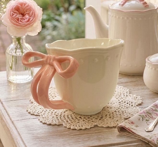 MUG RIBBON GRACE PINK 350ML ISABELLE ROSE