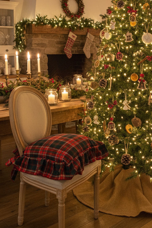 Cuscino sedia in cotone fantasia tartan misura 40x40+10 la balza