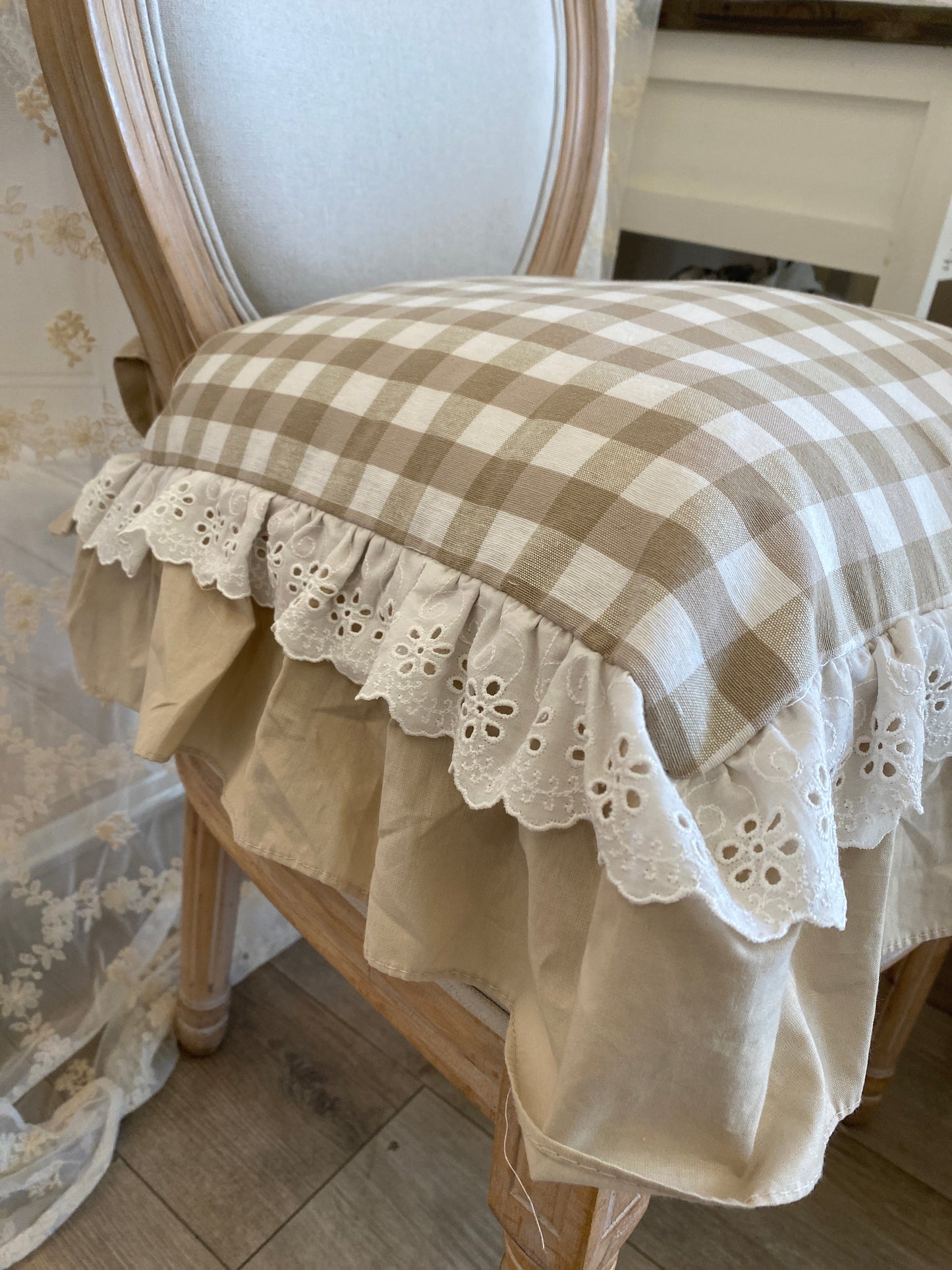 Cuscino sedia 100% cotone vichy misura 45x45+12 la balza