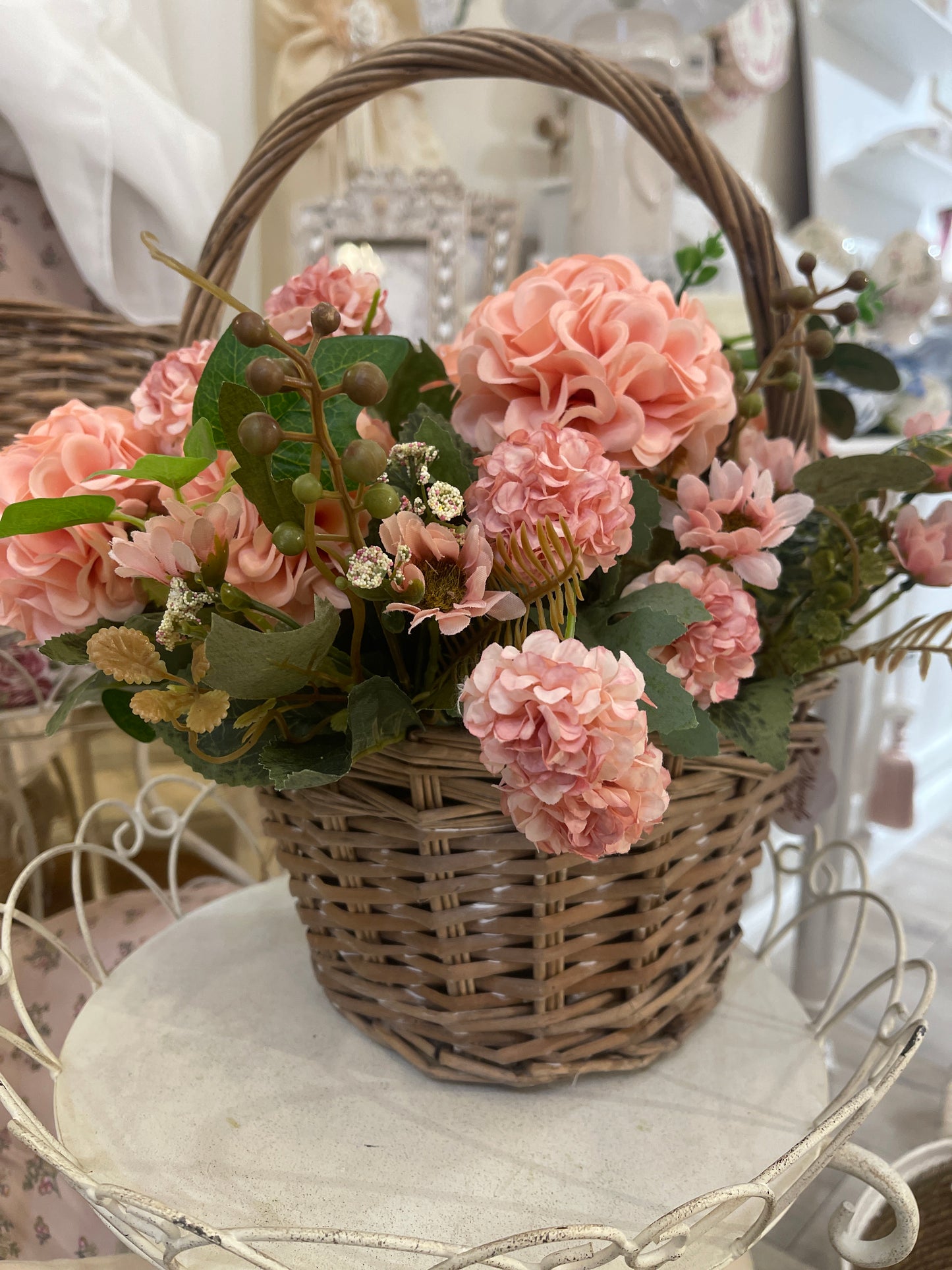 Cesto in vimini con decorazione floreale misura del ❤️ Cesto 24 × 24 × 31 cm