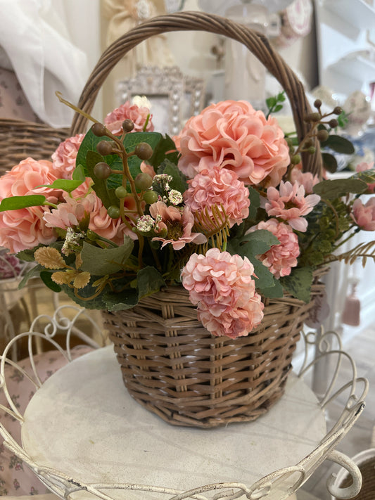 Cesto in vimini con decorazione floreale misura del ❤️ Cesto 24 × 24 × 31 cm