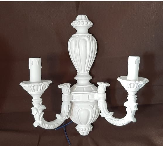 APPLIQUE SERIE SERENITY 2 FIAMME 33x16x36 DECORO BIANCO NATURALE