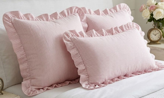 coppia di cuscini a righe rosa blanc mariclò