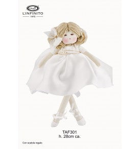 BAMBOLA DI STOFFA MEDIA IN CHIFFON BIANCO (H 28 CM)
