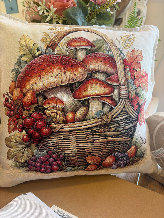 CUSCINO GOBELIN DECORO FUNGHI MISURA 40x40 sfoderabile