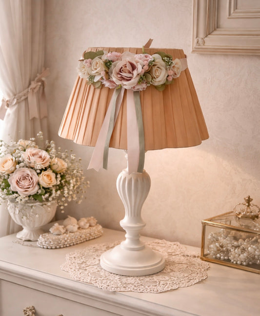 Lampada Shabby 62 h con paralume colore rosa antico