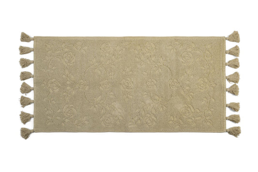 Nuvole di Stoffa Tappeto da bagno in cotone beige con frange 55x100 cm