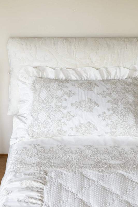 LENZUOLO IN PERCALLE E COPPIA FEDERE PERGOLA PETRA rosa polvere di cipria