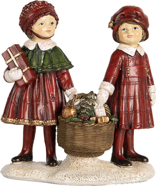 Clayre & Eef decorazione natalizia figura bambini 11x6x12 cm plastica rossa: 6PR5678