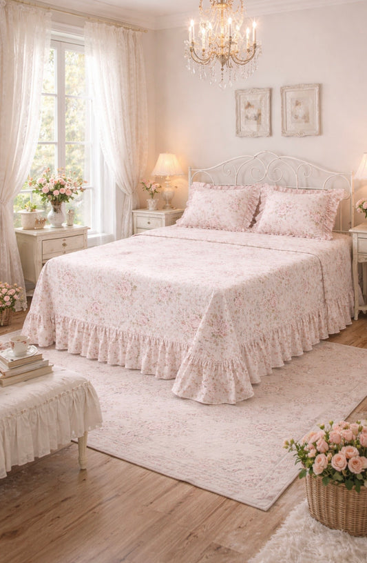 Copriletto romantico con 2 federe cuscino