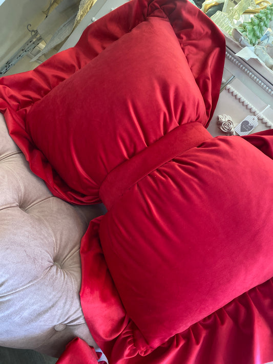 CUSCINO FIOCCO IN VELLUTO ROSSO