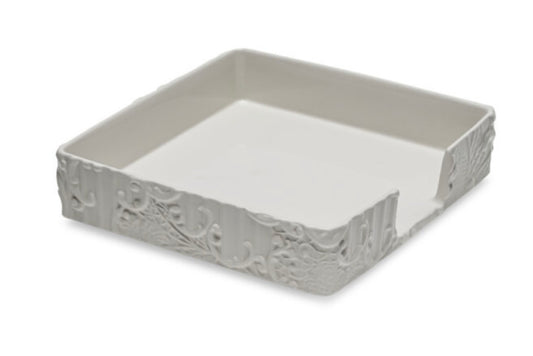 Henriette Portatovaglioli in ceramica bianco "Dentelle" 21x21cm