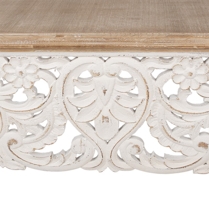 TAVOLINO 111X40X77 CM CONSOLLE IN LEGNO BIANCO MARRONE