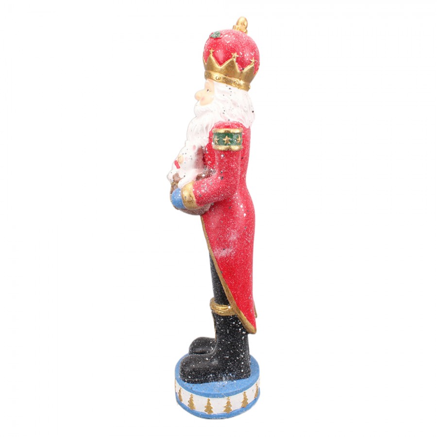 5PR0089 Figurina Babbo Natale 82 cm Rosso Blu Decorazione Natalizia in Poliresina