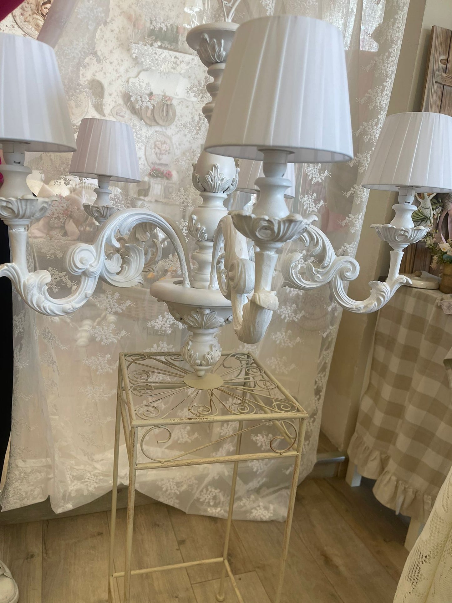 Lampadario classico a 5 fiamme in stile shabby chic