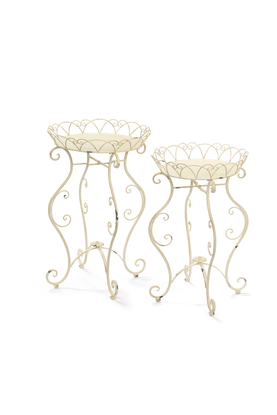 Nuvole di Stoffa Set 2 Portavasi in metallo anticato bianco H59/66 cm
