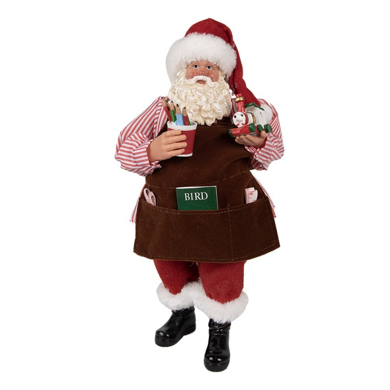 65220 Figurina Babbo Natale 28 cm Rosso Tessile su Plastica Figurina Natalizia