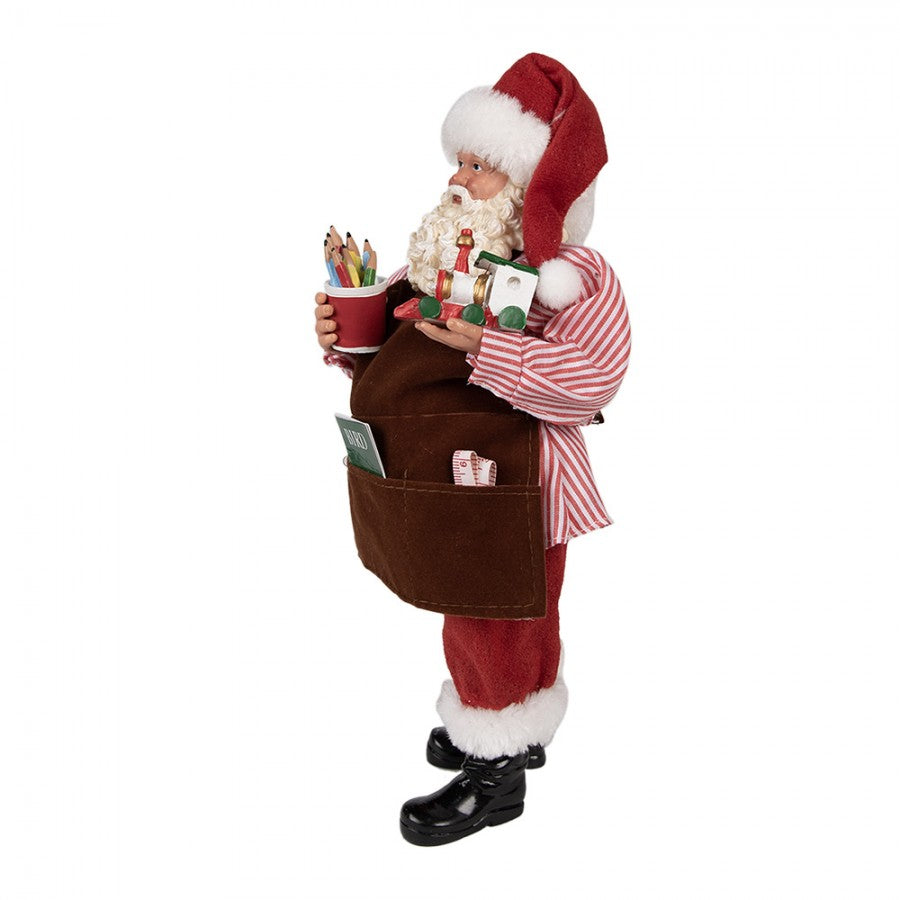 65220 Figurina Babbo Natale 28 cm Rosso Tessile su Plastica Figurina Natalizia