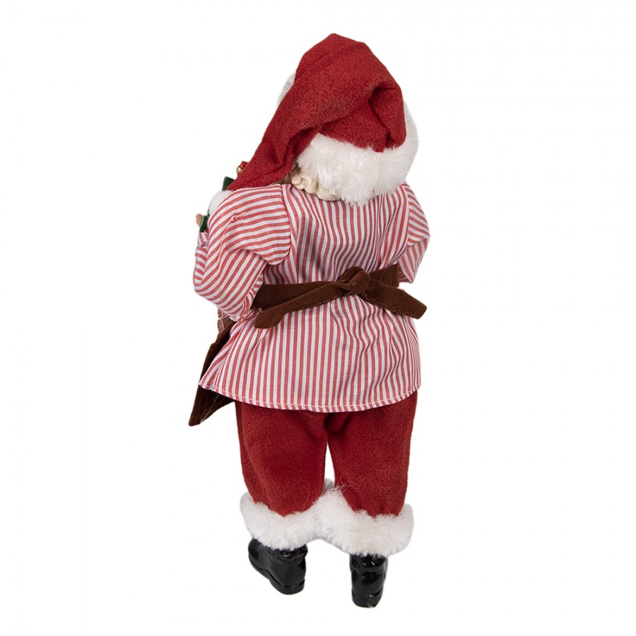 65220 Figurina Babbo Natale 28 cm Rosso Tessile su Plastica Figurina Natalizia