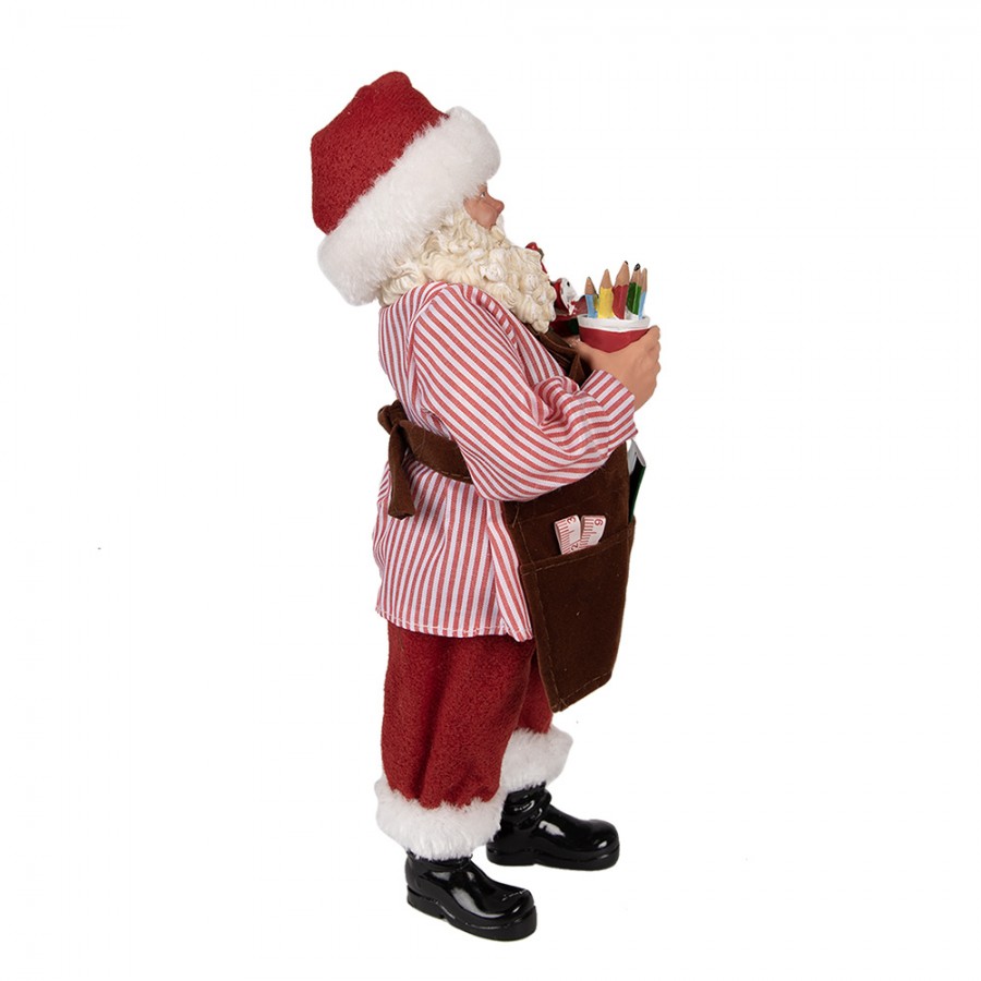 65220 Figurina Babbo Natale 28 cm Rosso Tessile su Plastica Figurina Natalizia