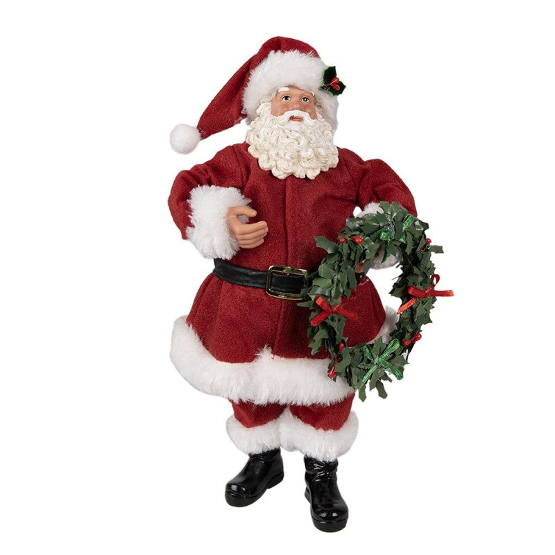 Statuetta Babbo Natale 28 cm Rosso Tessuto su plastica