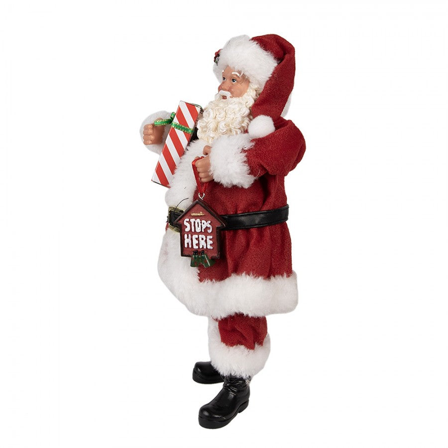 65223 Figurina Babbo Natale 28 cm Rosso Tessile su Plastica Figurina Natalizia