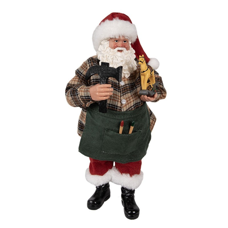 Statuetta Babbo Natale 28 cm Verde Tessuto su plastica Statuetta di Natale