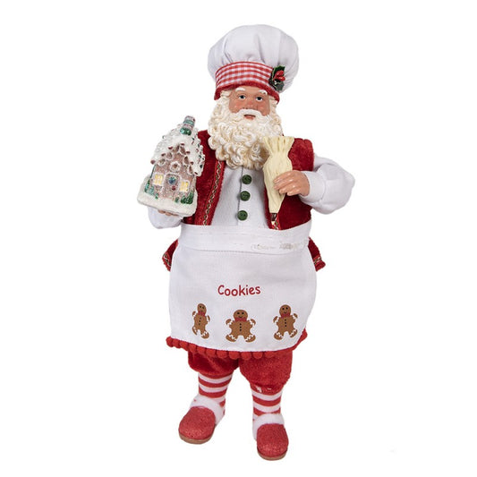 Statuetta Babbo Natale 28 cm Rosso Tessuto su plastica Statuetta di Natale