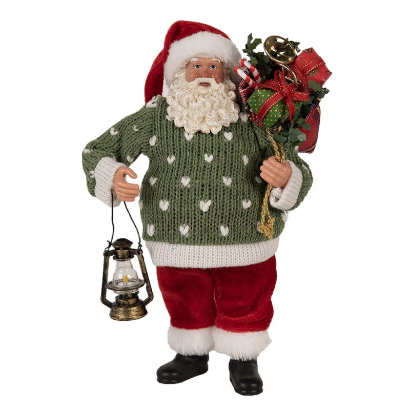 Statuetta decorativa di Natale Babbo Natale 27 cm Verde Rosso Plastica