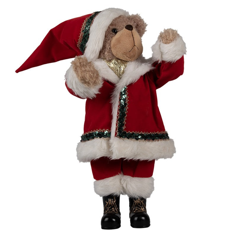 Statuetta decorativa di Natale Orso 51 cm Rosso Plastica Babbo Natale