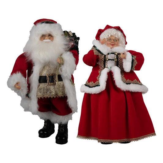 65621 Decorazione Natalizia Figurina Babbo Natale 47 / 42 cm Tessuto Rosso su Plastica