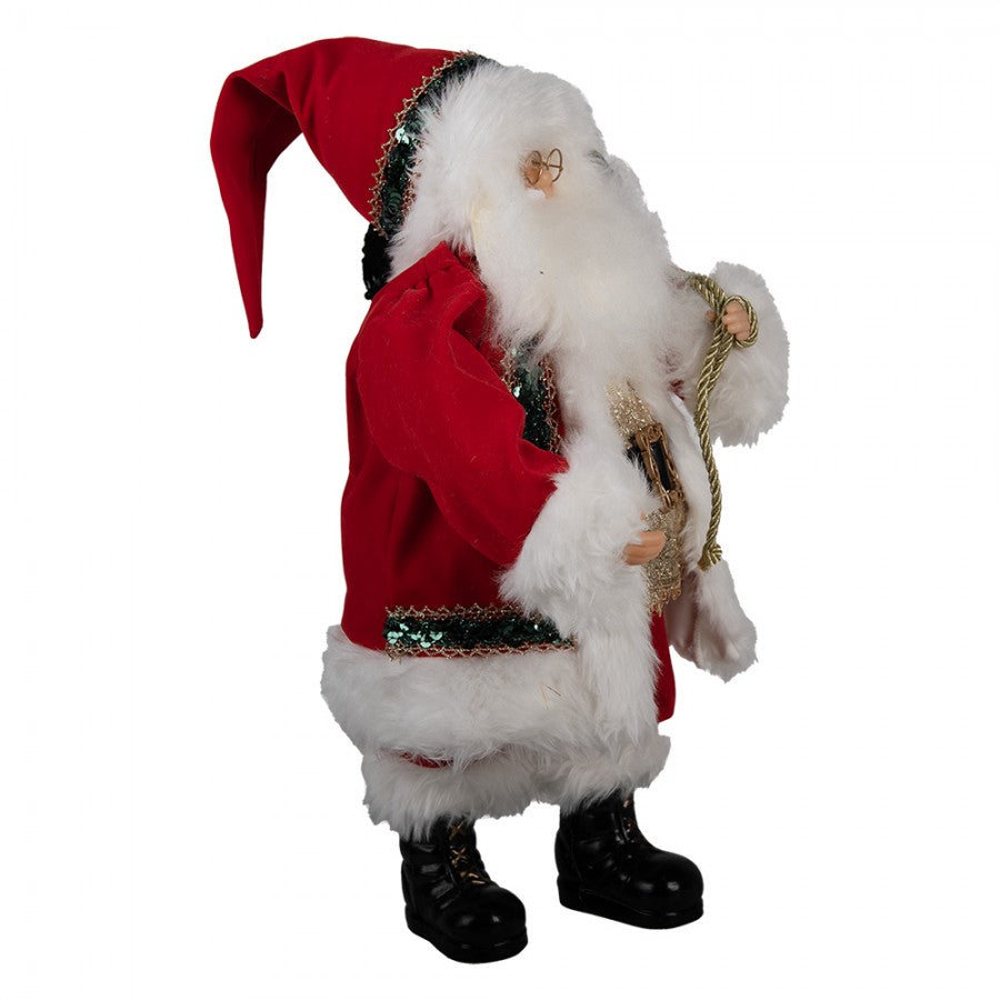 65621 Decorazione Natalizia Figurina Babbo Natale 47 / 42 cm Tessuto Rosso su Plastica