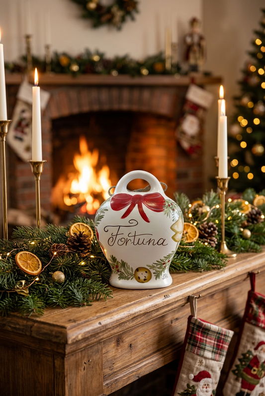 CAMPANELLA CAPRESE IN CERAMICA DIPINTA A MANO IDEA BOMBONIERA O REGALO MISURA 13 DI ALTEZZA