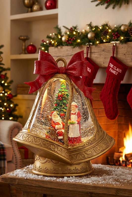 CAMPANA IN RESINA L’ARTE DI NACCHI CON LUCI MAMMA NATALE E BABBO NATALE wl 50