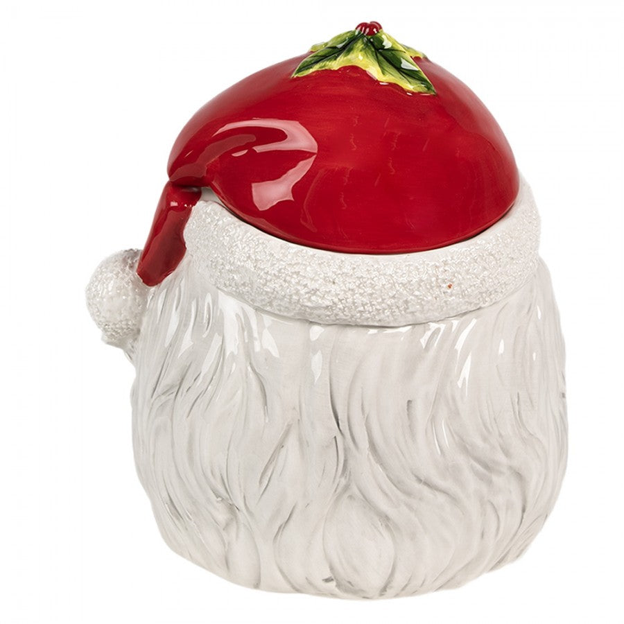 6CE1856 Coperchio del barattolo di stoccaggio Babbo Natale 20x17x22 cm Bianco Rosso Ceramica