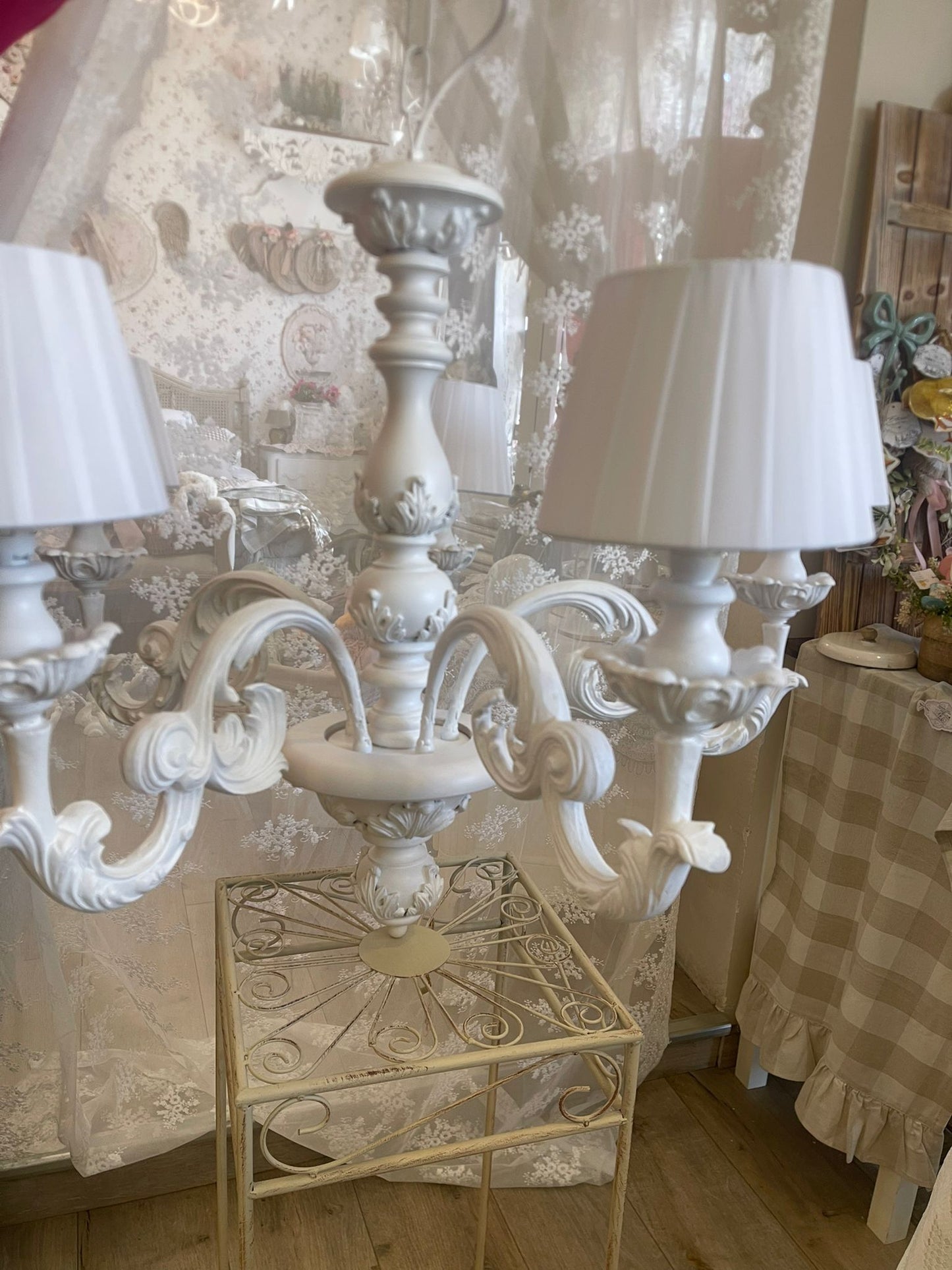 Lampadario classico a 5 fiamme in stile shabby chic