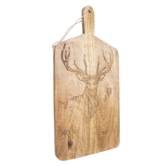 Tagliere Decorativo 25x50x2 cm Marrone Legno Renna Piatto di stuzzichini