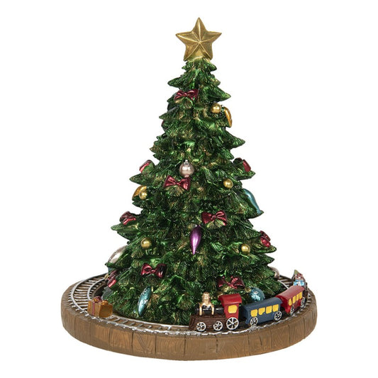 6PR2845 Carillon Albero di Natale Ø 15x18 cm Verde Poliresina Statuetta decorativa di Natale