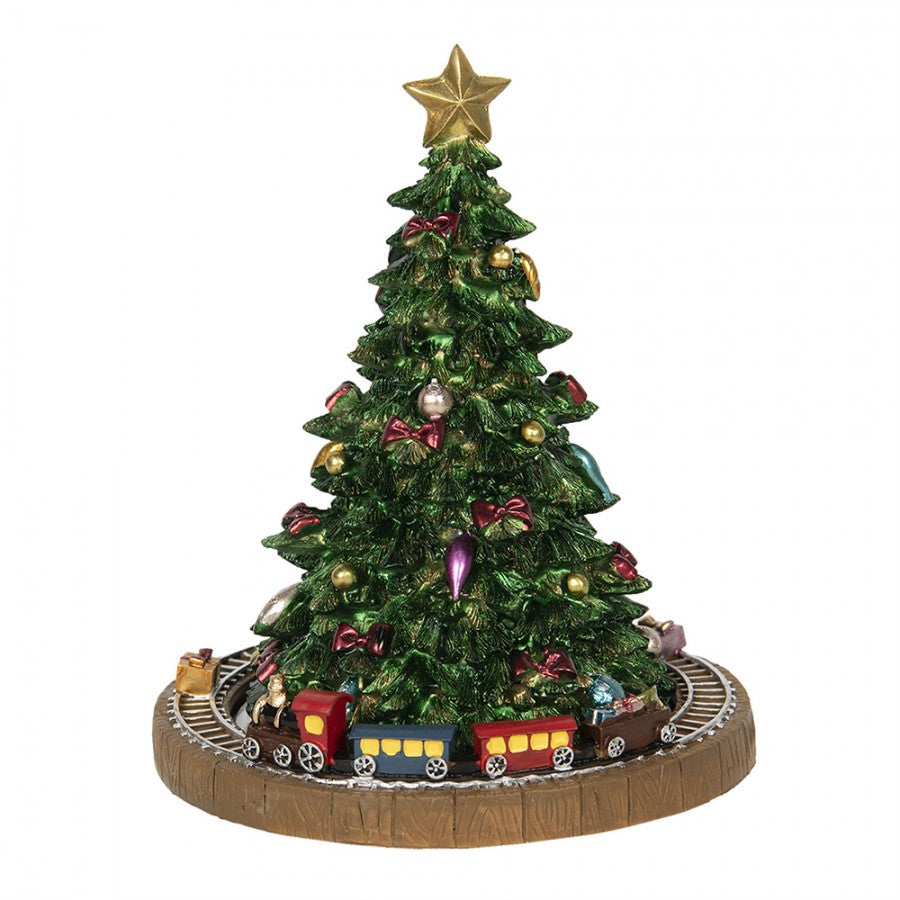 6PR2845 Carillon Albero di Natale Ø 15x18 cm Verde Poliresina Statuetta decorativa di Natale