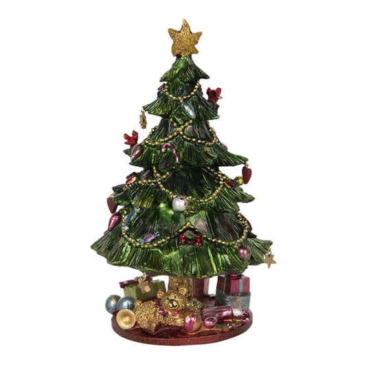 6PR2846 Carillon Albero di Natale Ø 14x23 cm Verde Poliresina Statuetta decorativa di Natale